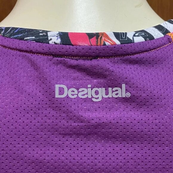 Desigual Activewear Short Sleeve Floral Print Top T-Shirt M - Picture 12 of 12